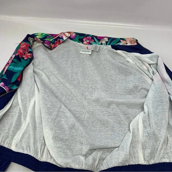 Womans Windbreaker Nylon Jacket XL  90s‎ Track Floral Colorful Full Zip Pockets - Picture 8 of 12